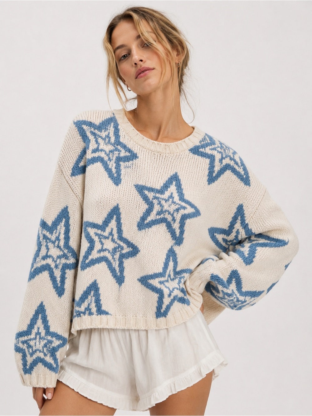 POL Fuzzy Star Sweater
